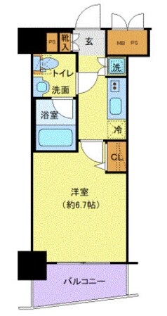 日ノ出町駅 徒歩6分 8階の物件間取画像